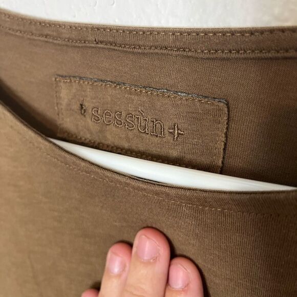 Sessun soft belted Brown/green Dress with pockets and belt, size M - Picture 4 of 10